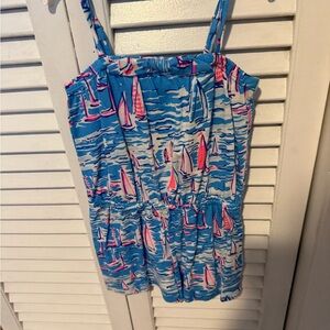 Lilly Pulitzer Girls Blue Pink Sailboat Romper